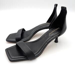 Vince Camuto Vinkely Heel Sandals Ankle Strap Women's Black Size US7M EU37.5